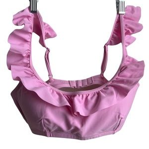 J.Crew | Women’s Light Pink Ruffle Scoop‎ Neck Bikini Top Size Small NWT